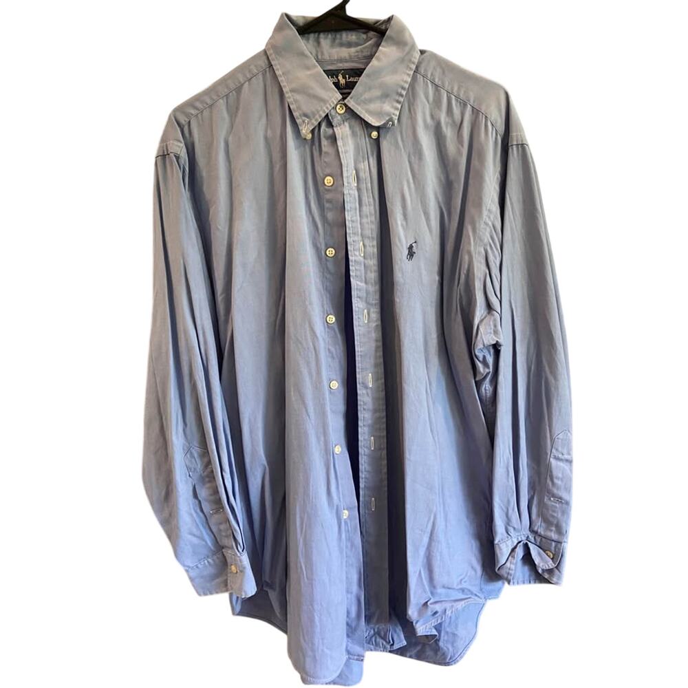 Ralph Lauren Mens large blue long sleeve polo dress shirt